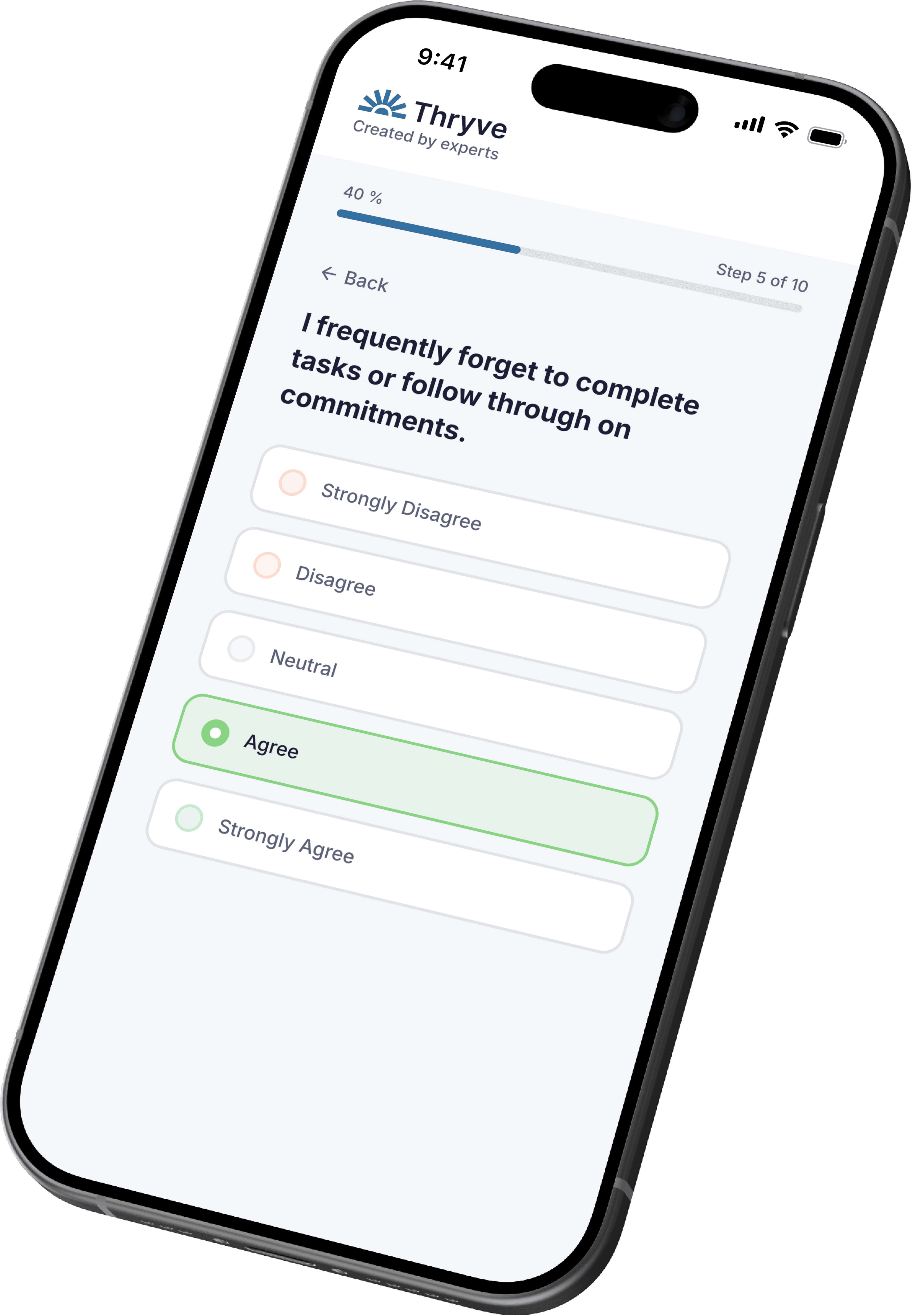 Thryve ADHD test on mobile